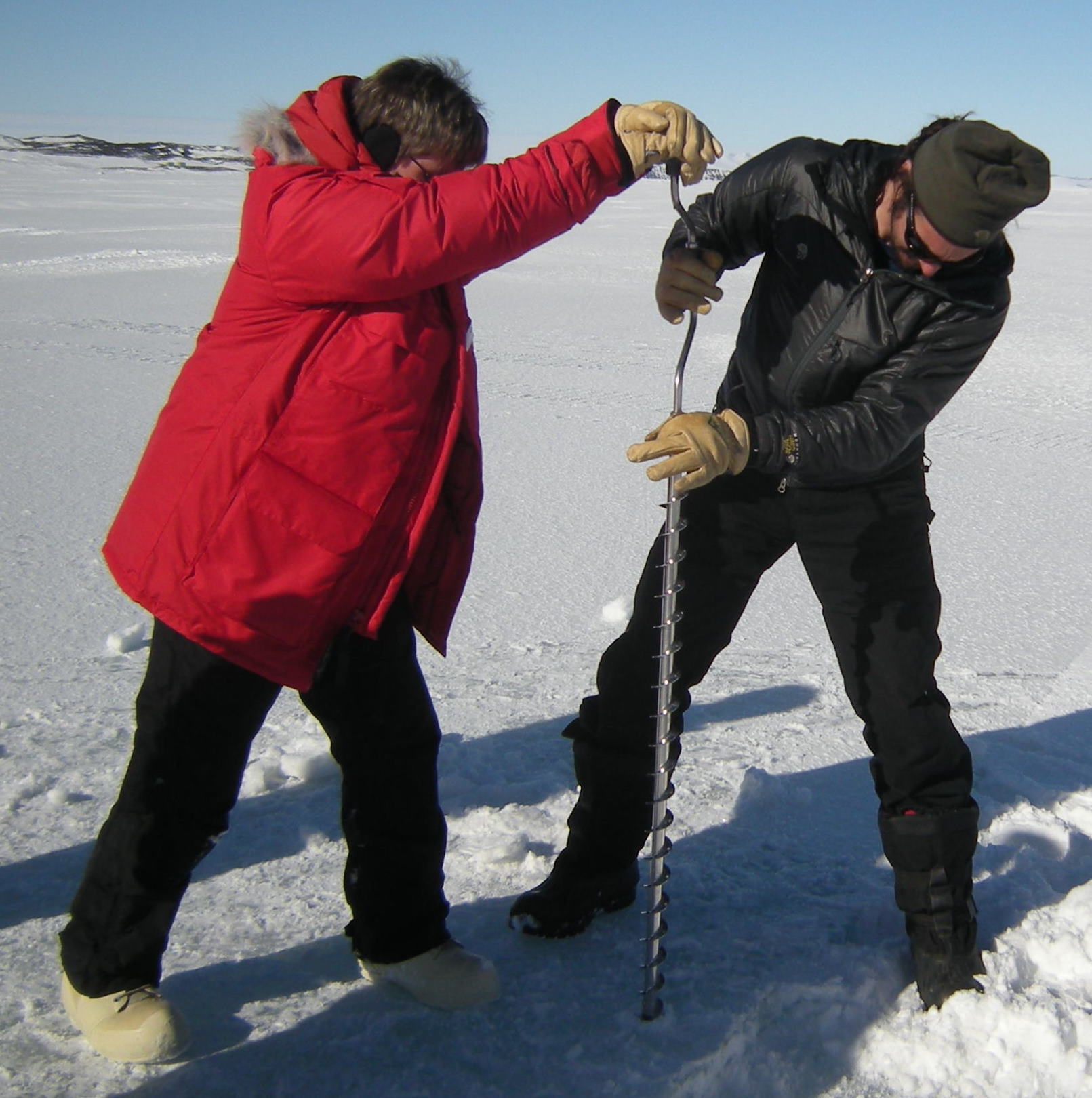 Michele and our instructor Paul use a hand drill